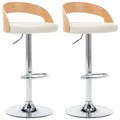 Produktbild: vidaXL Barhocker 2 Stk. Cremeweiß Kunstleder und Bugholz