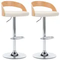 Produktbild: Barhocker 2 Stk. Cremeweiß Kunstleder und Bugholz