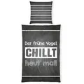 Produktbild: Herding Jugendbettwäsche Sprüche, Grau, Schwarz, Weiß, Textil, Schriftzug, 135x200 cm, Oeko-Tex® Standard 100, pflegeleicht, Schlaftextilien, Bettwäsche, Kinderbettwäsche