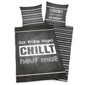 Produktbild: Herding Sprüche Bettwäsche 80 x 80 / 135 x 200 cm Baumwolle Schwarz