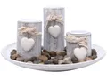 Produktbild: Teelichthalter Set Grau Herzen Teller Kerzenhalter Deko Shabby Vintage Ø24 H12
