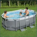 Produktbild: Bestway Power Steel Frame Pool Set 305x200x84cm mit Filterpumpe grau oval 5614A