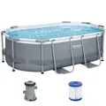 Produktbild: Bestway Frame Pool 305 x 200 x 84 cm Ovaler Pool mit Kartuschenfilteranlage