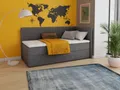 Produktbild: Boxspringbett Flame mit Bettkasten - Einzelbett mit Bonell-Matratze und Topper, Polsterbett, Universelle Bettseite, Bett, Schlafzimmer, Kinderzimmer (Graphit (Kronos 22), 80 x 200 cm)