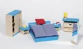 Produktbild: Puppenhausmöbel SCHLAFZIMMER Puppenmöbel Holz 14 teilig Holzmöbel Puppenhaus NEU