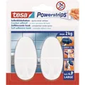 Produktbild: Tesa Selbstklebehaken Weiß oval 2 Stück mit 4 x Powerstrips Large