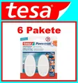 Produktbild: 6 Pakete TESA Deko Haken Powerstrips® 58013 Größe L (70x37 mm) oval weiß