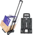 Produktbild: Zusammenklappbare Trolley-Tasche mit 2 Rädern - 70 lbs tragbar und faltbar - elastisches Band - schwarz
