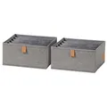 Produktbild: LOVE IT STORE IT Premium Schubladenbox 2-teilig - Kleiderschrank Organizer aus Leinen Stoff - Verstärkt - 6 Fächer für BHs, Shirts, Hosen - Grau - 30x30x15 cm