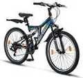 Produktbild: Chillaxx Bike Falcon Premium Mountainbike in 24 und 26 Zoll - Fahrrad für Jungen, Mädchen, Damen und Herren - Scheibenbremse- 21 Gang-Schaltung - Vollfederung