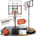 Produktbild: VALENESS® Basketballkorb Outdoor - [147 bis 260 cm] Höhenverstellbarer und Wetterfester Ständer - Profi Korb Mit Basketball und Pumpe (Jugendliche)