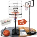 Produktbild: VALENESS® Basketballkorb Outdoor - [135 bis 305 cm] Höhenverstellbarer und Wetterfester Ständer - Profi Korb Mit Basketball und Pumpe für Kinder und Erwachsene (Jugendliche und Erwachsene)