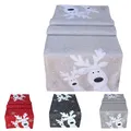 Produktbild: texpot Tischläufer 40 x 140 cm Ecru weiß Silber, lustiger Elch, Rentier, Tischdecke, Weihnachten Weihnachtsdeko Weihnachtstischdecke