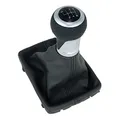 Produktbild: L&P A258-6 Leder Schalthebel Schaltsack Schaltmanschette Schwarz Schaltknauf perforiert 6 Gang 12mm kompatibel mit Audi A4 B8 A5 8T Q5 8R Knauf Schaltknopf Plug Play Ersatzteil für 8K0863278