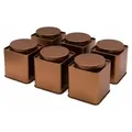 Produktbild: Dosenritter | 6x kupferfarbene eckige Teedose/Gewürzdose, STAPELBAR, aromadicht aus Metall für je 160g Earl Grey | 9.1 x 8 x 8 cm (H,B,T) Vorrats... - Kupfer