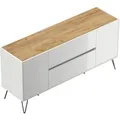 Produktbild: Posseik Sideboard Industrial G 2 Schubladen 2 Türen 155 cm Weiß Eiche Top