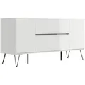 Produktbild: Mid.you Sideboard Posseik Industrial, Weiß Hochglanz, Metall, 2 Schublade(n) Schubladen, 155x75.8x42 cm, stehend, Wohnzimmer, Kommoden & Sideboards, Sideboards