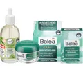 Produktbild: Balea 3er-Set Hanfsamenöl Hautpflege: Natural Beauty Bio PFLEGEÖL mit Rosen-Extrakt (100 ml) + TAGESCREME mit Hyaluronsäure für sensible Haut (50 ml) + Feste GESICHTSREINIGUNG Hanf (65 g), 150 ml