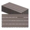 Produktbild: WOLTU WPC Fliese, Terrassenfliesen Holz-Optik, Bodenbelag mit Klicksystem, 30 x 60 cm, Braun (6 Stück / 1 m²)
