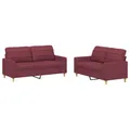 Produktbild: vidaXL 2-tlg. Sofagarnitur mit Kissen Weinrot Stoff