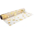 Produktbild: Tischläufer Organza Schneeflocken Gold Weihnachten Advent Tischdeko Winter