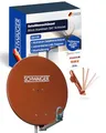 Produktbild: SCHWAIGER Satellitenschüssel I Ø 80 cm Aluminium Offset Antenne in Ziegelrot I Multifeed geeignet & wetterfest I SAT Schüssel mit LNB Tragarm & Masthalterung I maximale Empfangsleistung 38,5dB