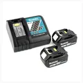 Produktbild: Makita Power Source Kit Li 18V mit 2x BL1850B Akku 5,0Ah + DC18RC ( 197570-9 )
