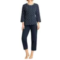 Produktbild: hajo Damen 7/8 Schlafanzug, Premium Cotton, Marine, 44/46