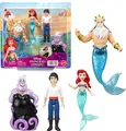 Produktbild: Mattel Disney Prinzessin-Spielzeug, kleine Puppen im 4er-Set mit Meerjungfrau Arielle, Prinz Erik, Ursula und König Triton sowie Dreizack, inspiriert vom Film, JHG84, [Mehrfarbig]