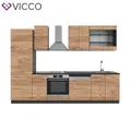 Produktbild: Küchenzeile Küchenblock Einbauküche Fame-Line Anthrazit Eiche 300cm modern Vicco