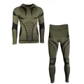 Produktbild: Mil-Tec Performance Funktionsunterwäsche Herren (Lang, XXL/3XL) • Atmungsaktives & wärmendes Thermounterwäsche Set • Elastische Sportunterwäsche oder Skiunterwäsche • Oliv