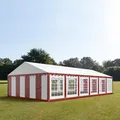 Produktbild: TOOLPORT Partyzelt Festzelt 6x12 m Garten-Pavillon PVC Plane 700 N in rot-weiß Wasserdicht