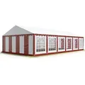Produktbild: Party-Zelt Festzelt 6x12 m Garten-Pavillon -Zelt pvc Plane 700 n in rot-weiß Wasserdicht - Toolport