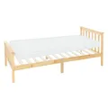 Produktbild: ML-Design Holzbett Kinderbett 90x200 cm Natur mit Matratze, Kiefernholz, Bettgestell mit Lattenrost & Füße, Einzelbett mit Kopf- und Fußteil