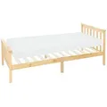 Produktbild: ML-Design Holzbett Kinderbett 90x200 cm Natur mit Matratze, Kiefernholz, Bettgestell mit Lattenrost & Füße, Einzelbett mit Kopf- und Fußteil - Naturbelassen