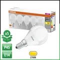 Produktbild: OSRAM 5x E14 P45 LED Leuchtmittel 4,9W (40W) 470lm 2700K Warmweiß 150° BASE