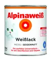 Produktbild: Alpinaweiß Weißlack – seidenmatt – Universallack für den Innen- und Außenbereich – hochdeckend, wetterbeständig & schnelltrocknend – für optimale Lackier-Ergebnisse – 750 ml