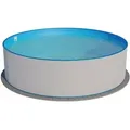 Produktbild: Stahlwandpool rund Größe wählbar, 120 cm tief, Stahl 0,4 mm weiß, Folie 0,4 mm blau, Einhängebiese 450x120