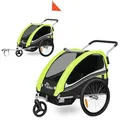 Produktbild: SAMAX Fahrradkinderanhänger 360° drehbarer Fahrradanhänger 2in1 Jogger - in Grün - Black Edition