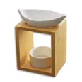 Produktbild: Duftbrenner Laub - Schmelzender Duftwachsbrenner - Diffusor für ätherische Öle und Düfte - Kerzenständer Aromatherapie - Kerzenhalter aus Holz und Keramik - Höhe: 13 cm - Zen'Arôme