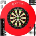 Produktbild: KESSER® Dartscheibe Sisal mit 9 Dartpfeile Professional Dartboard + 21 Pro Flights + Zubehör Steeldart Offizielles Dartscheibe 9 Pfeilen Metallspitze Profi Steeldartscheibe - Dartboard inkl. Montageset