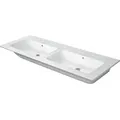 Produktbild: Duravit Me by Starck Möbel-Doppelwaschtisch 2336133260 130x49cm, ohne Hahnloch, mit Überlauf, Hahnlochbank, weiß seidenmatt