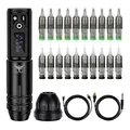 Produktbild: TATELF Rotary Maschine Set Wireless Profi Complete Pen Set mit 1800mAh Akku 20 Cartridge Nadeln für Anfänger und Künstler