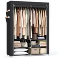 Produktbild: SONGMICS Kleiderschrank Stoffschrank, Schrank mit Kleiderstange, Ablagen, Seitentaschen, groß 45 x 127 x 176 cm, 2 Hängefächer, mit Ablagen, 4 Seitentaschen schwarz 127 cm x 176 cm