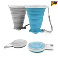 Produktbild: Ddluck 2-teiliges Silikon Reisebecher Set 260ml Blau Grau, Klappbar, tragbar