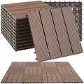 Produktbild: tectake® WPC Holzfliesen, 31x31 cm, Holzoptik Fliesen wetterfest, 11er Set = 1,0571 m², Bodenbelag für Wintergarten, Bodenfliesen, Balkonboden, Boden Terrassenfliesen mit Klicksystem, Drainage - braun