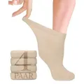 Produktbild: Fiera Besa Diabetikersocken Diabetiker Socken Damen mit Lycra, 4 Paar, Knöchelhoch beige 35-38