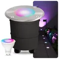 Produktbild: SSC-LUXon MARNE Bodeneinbaustrahler Außen LED mit WLAN Smart GU10 RGB CCT - Bodenstrahler rund befahrbar kompatibel mit Alexa, Siri & Google