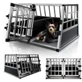 Produktbild: Juskys Alu Hunde-Transportbox L-X - 89x70x51 cm – Auto Hundebox robust & pflegeleicht – Gittertür verschließbar - Aluminium Reisebox für Hunde - Schwarz/Silber