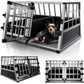 Produktbild: Alu Hundetransportbox – Auto Hundebox Robust & Pflegeleicht, Gittertür Verschließbar, Aluminium Transportbox Für Hunde - Größe L-x - 65×91×69 Cm - Juskys